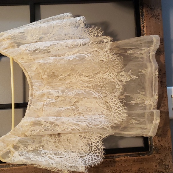 Taylor & Sage Tops Taylor And Sage Sheer Lace Cream